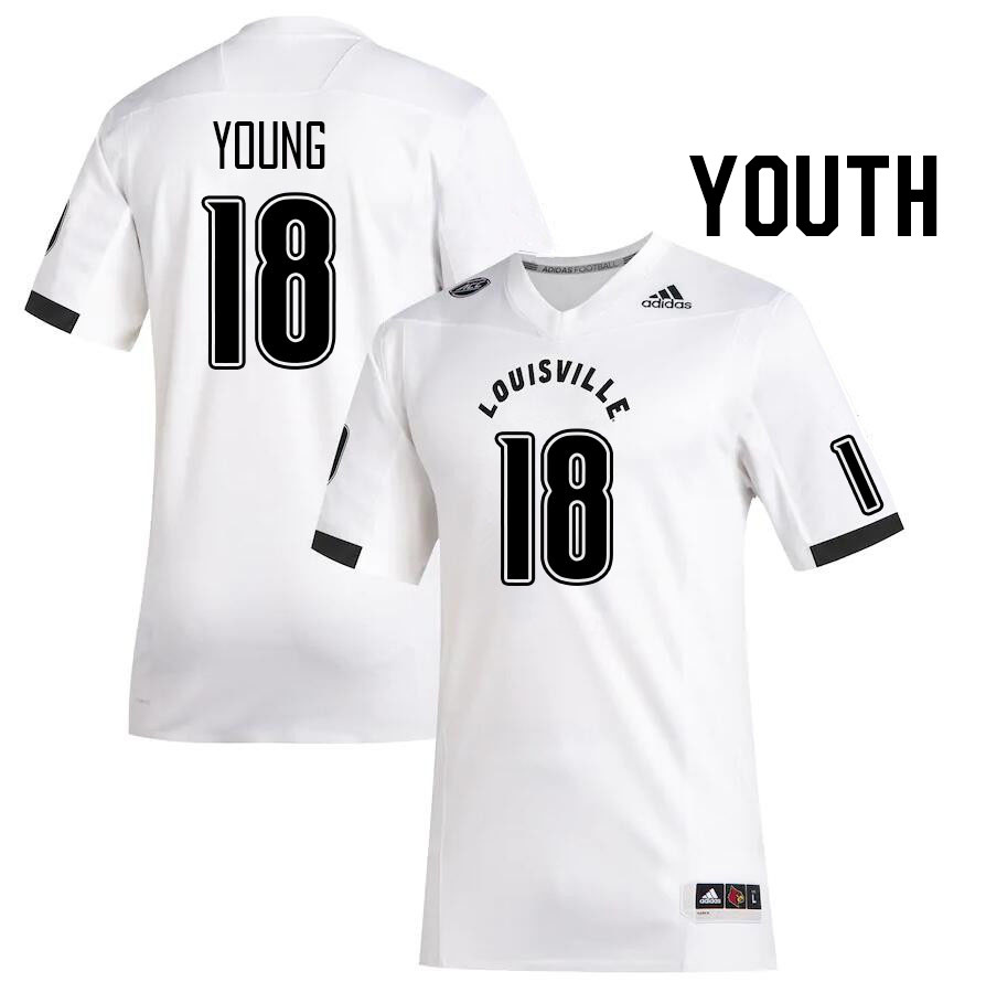 Youth #18 Sam Young Louisville Cardinals College Football Jerseys Stitched Sale-White